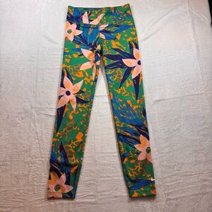 Nike Kids Floral Leggings in Green and Orange
